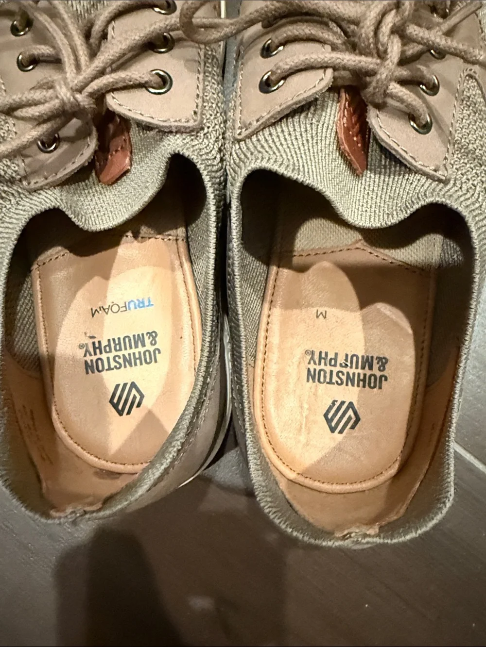 Johnston & Murphy Boys Knit Lace-Up Oxfords in Taupe